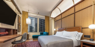 One of the 215 rooms and suites at the Canopy by Hilton Chicago Central Loop.