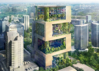 Le Pan Pacific Orchard Singapour, subdivisé en quatre terrasses luxuriantes.