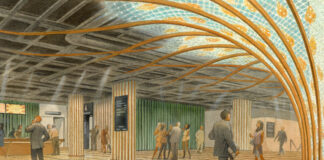 Le Hall Amazonie, zone d'accueil du CNIT Forest, dont le décor a été imaginé par le dessinateur François Schuiten.