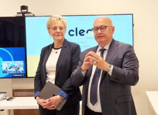 Béatrice Cuif-Mathieu et Philippe Pasquet, co-présidents de l'UNIMEV, lors de la présentation de l'outil Cleo Carbone.