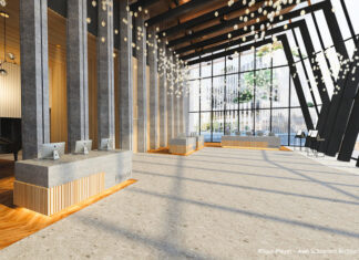 Doté d'un centre de convention de 10 000 m², le H4 Hotel Paris Pleyel ouvre ses portes le 10 juin prochain, à quelques minutes du Stade de France et du village olympique à Saint-Denis. (c) Axel Schoenert Architectes