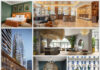 Les nouveaux hôtels d'IHG en Europe du Nord. De bas en haut et de gauche à droite : Kimpton Frankfurt Main, Verno House Budapest Vignette Collection, voco Stockholm - Kista, voco Szekesfehervar, Hotel Indigo Krakow – Wawel Castle, Kimpton BEM Budapest.