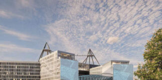 Le Radisson Blu Medlock Hotel, Manchester, au sein de l'Etihad Campus.