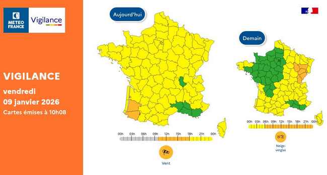 La tempête Goretti perturbe les transports en France depuis le 8 janvier (DR Météo France) La tempête Goretti perturbe les transports en France depuis le 8 janvier (DR Météo France)