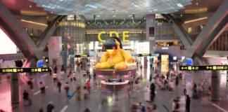 L'aéroport Hamad International de Doha, touché par les nombreuses annulations de vols au Moyen-Orient.