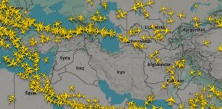 Le ciel du Moyen-Orient vidé de ses avions selon FlightRadar (capture d'écran prise le 5 mars à 13h).