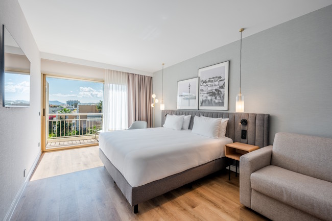 One of the 100 rooms at the Radisson Hotel Cannes Seaside