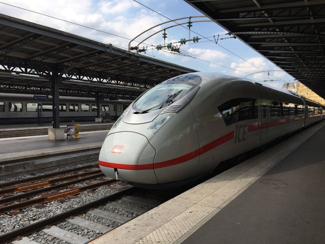Deutsche Bahn high-speed train ICE. Deutsche Bahn high-speed train ICE.