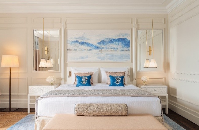 Redecorated room at the Fairmont Le Montreux Palace