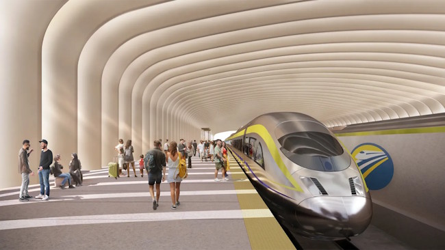 The Californian high-speed rail line aims to connect San Francisco to Los Angeles in 2 hours and 40 minutes by 2045. The Californian high-speed rail line aims to connect San Francisco to Los Angeles in 2 hours and 40 minutes by 2045.