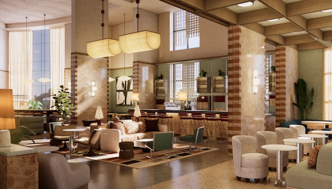 The Hoxton, Dubai Media City lobby of the future. The Hoxton, Dubai Media City lobby of the future.